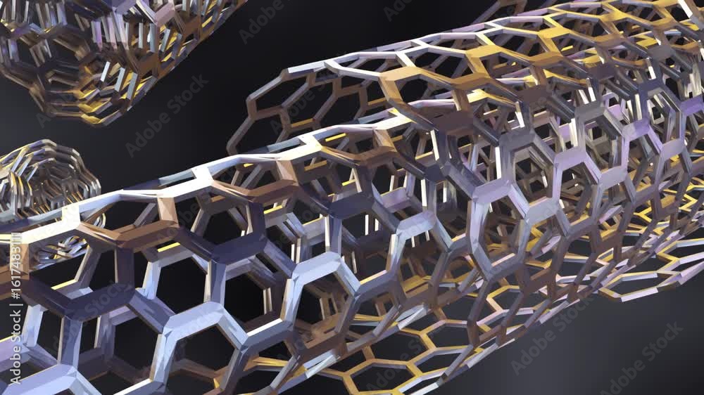 A 3d animation of floating multi-walled carbon nanotube or MWCNT that ...
