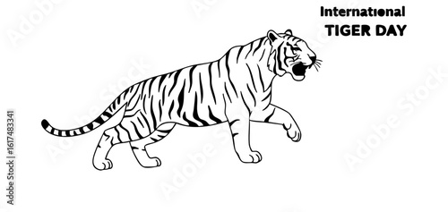 A majestic tiger prowls on International Tiger Day.