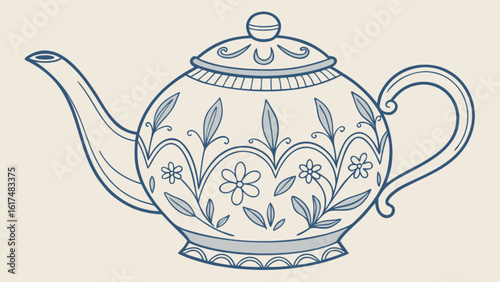Vintagestyle teapot illustration with floral pattern, showcasing a classic design for tea time