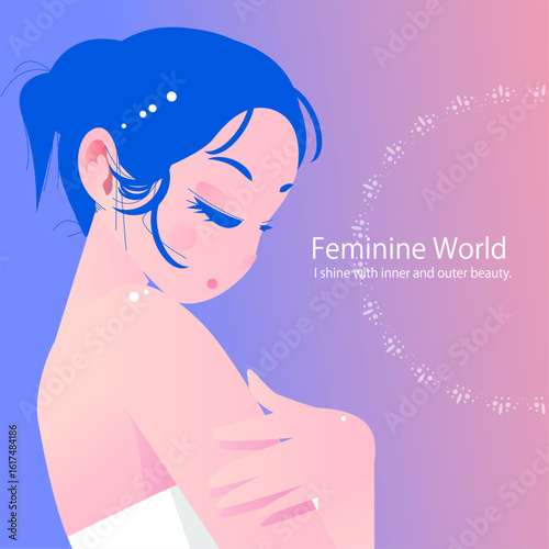 ボディケアをする可愛い女性