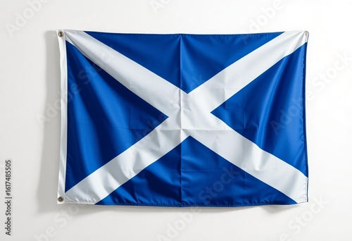 Scottish Saltire Flag Hanging on White Wall Scotland flag