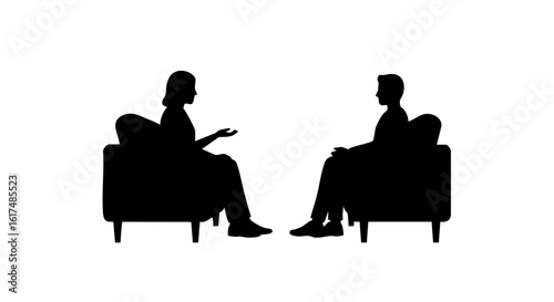 Silhouette of a counselor and patient engaged in a session, offering a visual representation of seeking guidance