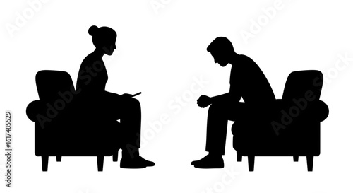 Silhouette of a therapy session, conveying empathy and support.