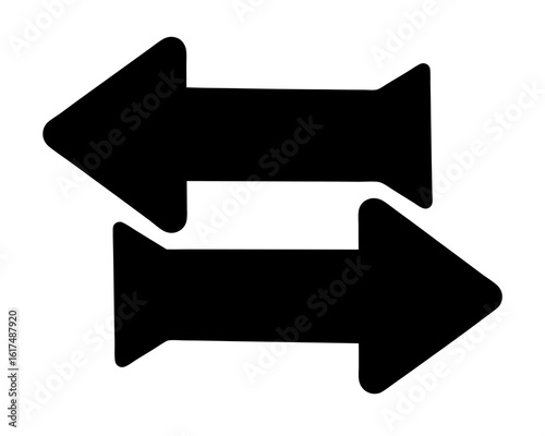 Black and white image depicting two arrows in opposite directions representing transfer