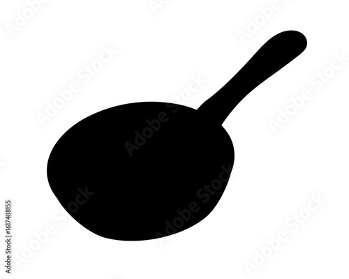 Stylized silhouette of a frying pan or skillet on a white background