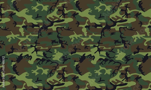 Seamless Military Camouflage Pattern in Green and Brown Tones


