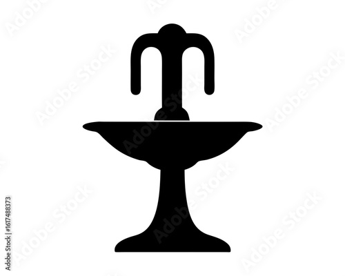 Elegant Water Fountain Silhouette with Tiered Basin and Ornamental Spout Design