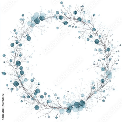 Delicate, teal-toned floral wreath