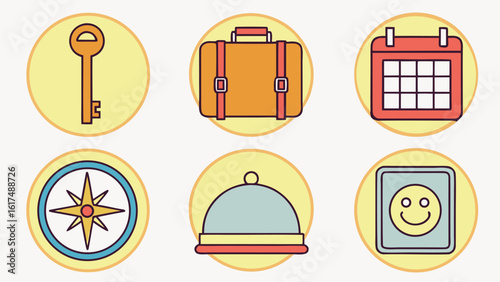 Collection of design icons set representing hotel  business Elemants amenities and services