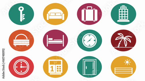 Collection of design icons set representing hotel  business Elemants amenities and services