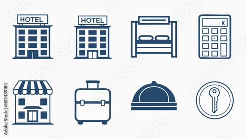 Collection of design icons set representing hotel  business Elemants amenities and services