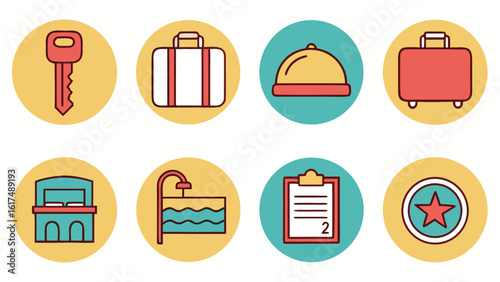 Collection of design icons set representing hotel  business Elemants amenities and services