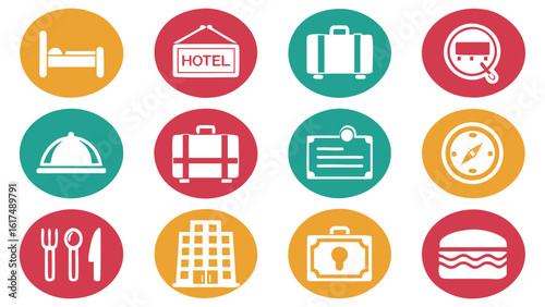 Collection of design icons set representing hotel  business Elemants amenities and services