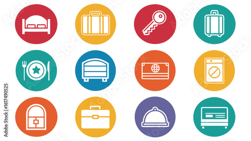 Collection of design icons set representing hotel  business Elemants amenities and services