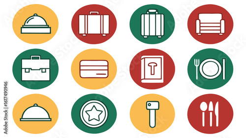 Collection of design icons set representing hotel  business Elemants amenities and services