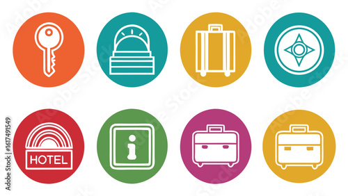Collection of design icons set representing hotel  business Elemants amenities and services