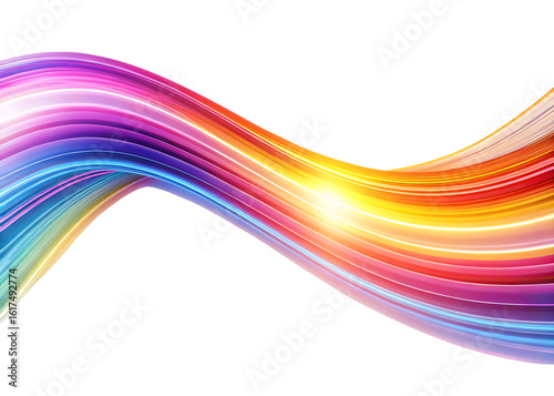 Vibrant rainbow swirl of light against a stark black background