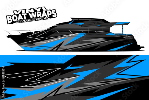 Graphic boat vinyl wrap sticker design
