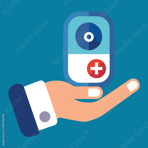 Smart health device on doctor s hand vector illustration design