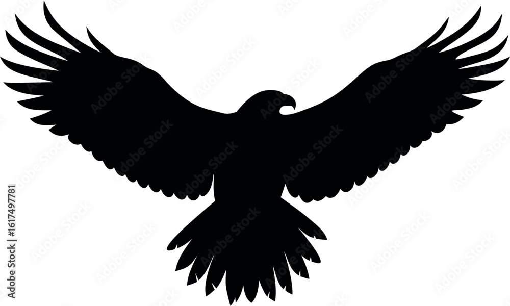 Obraz premium flying bald eagle silhouette vector, eagle black icon