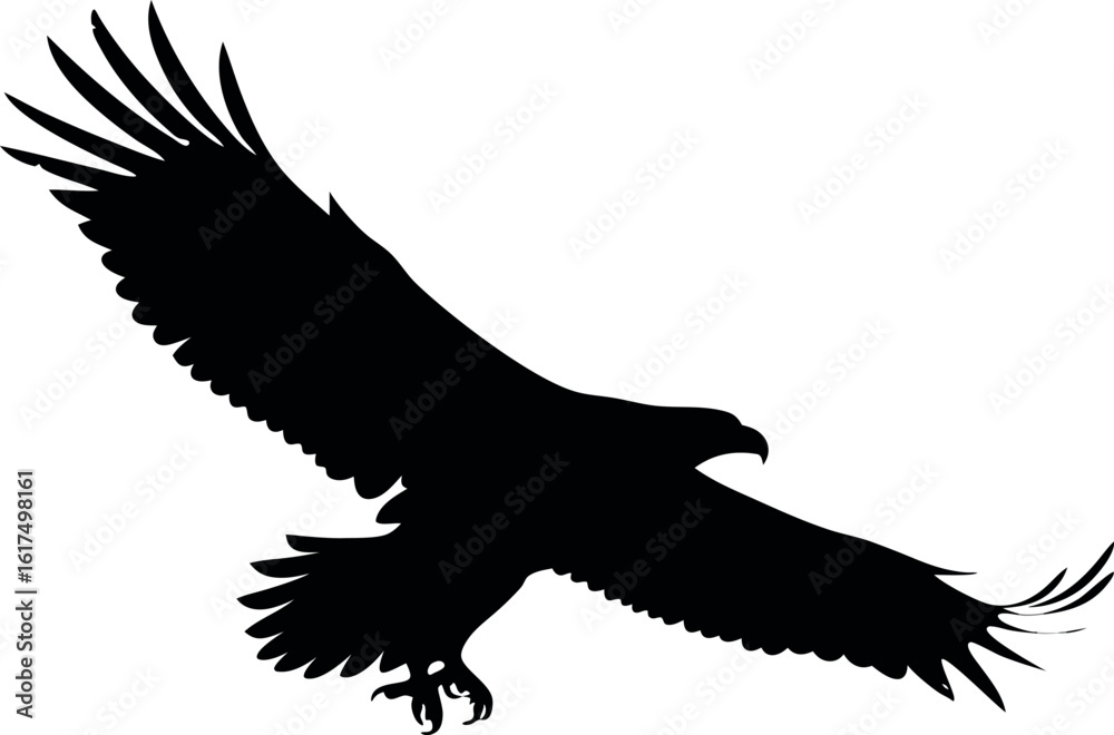 Fototapeta premium flying bald eagle silhouette vector, eagle black icon