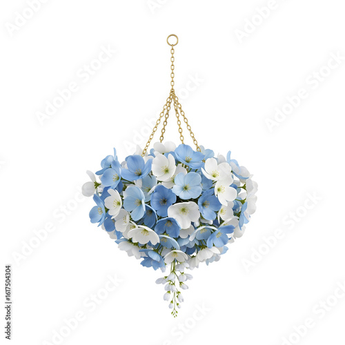 Watercolor Floral Bouquet Hanging Arrangement with Blue and White Flowers