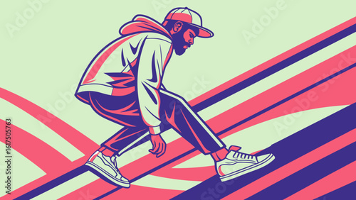 Stylish urban man vector illustration with hoodie and cap for fashion and street style design 100