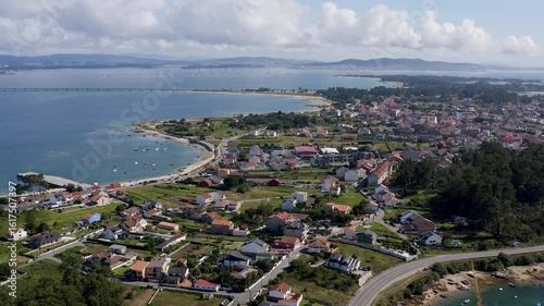Aerial view of the beaches of the Ria de Arousa, Galicia, Spain.