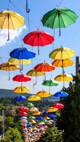 Wallpaper Mural Colorful umbrellas suspended in the air (1) Torontodigital.ca