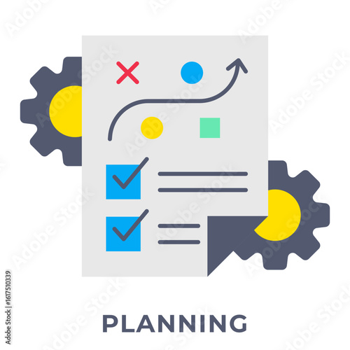 Single Icon Planning, Perfect for Presentation, Website, Apps and more, Icon Flat Style