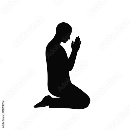 Kneeling Man Silhouette: Prayer, Hope, Faith