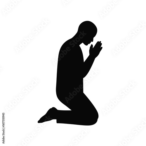 Kneeling Man Silhouette: Prayer, Hope, Faith