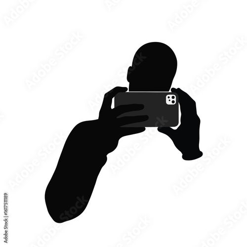 Silhouette Man Taking Smartphone Photo