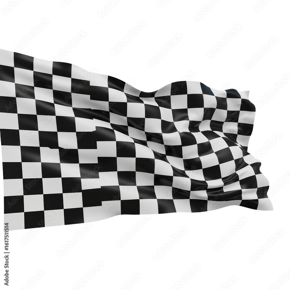 Fototapeta premium Black and White Checkered Racing Flag Waving in the Wind