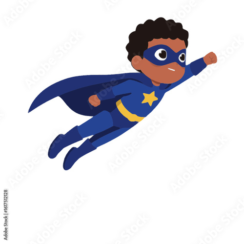 vector of a child wearing a superhero costume