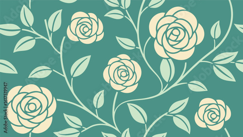 Vintage floral pattern with roses and leaves vector