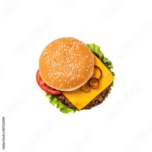 Wallpaper Mural Delicious hamburger with cheese and tomato isolated on transparent background Torontodigital.ca