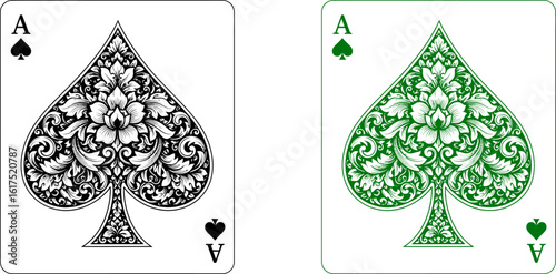 Ace of spades playing card vector illustration ornate design poker card game blackjack casino gambling
