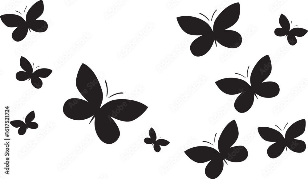 Obraz premium Black butterflies scattered abstract pattern background