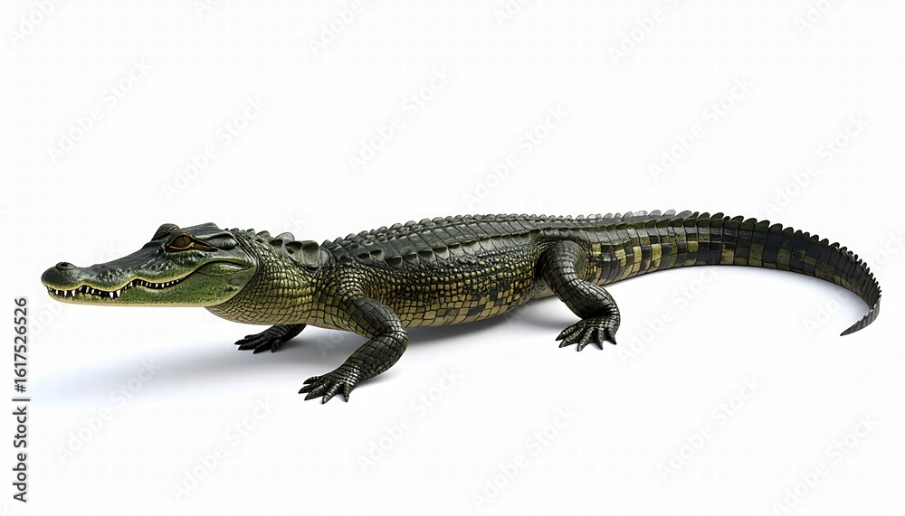 Naklejka premium a 3D render of crocodile, positioned left, isolated white background