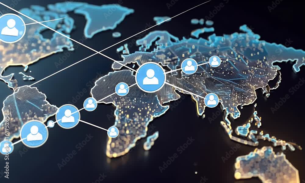 Countries Connecting A world map with colorful lines connecting different countries ...