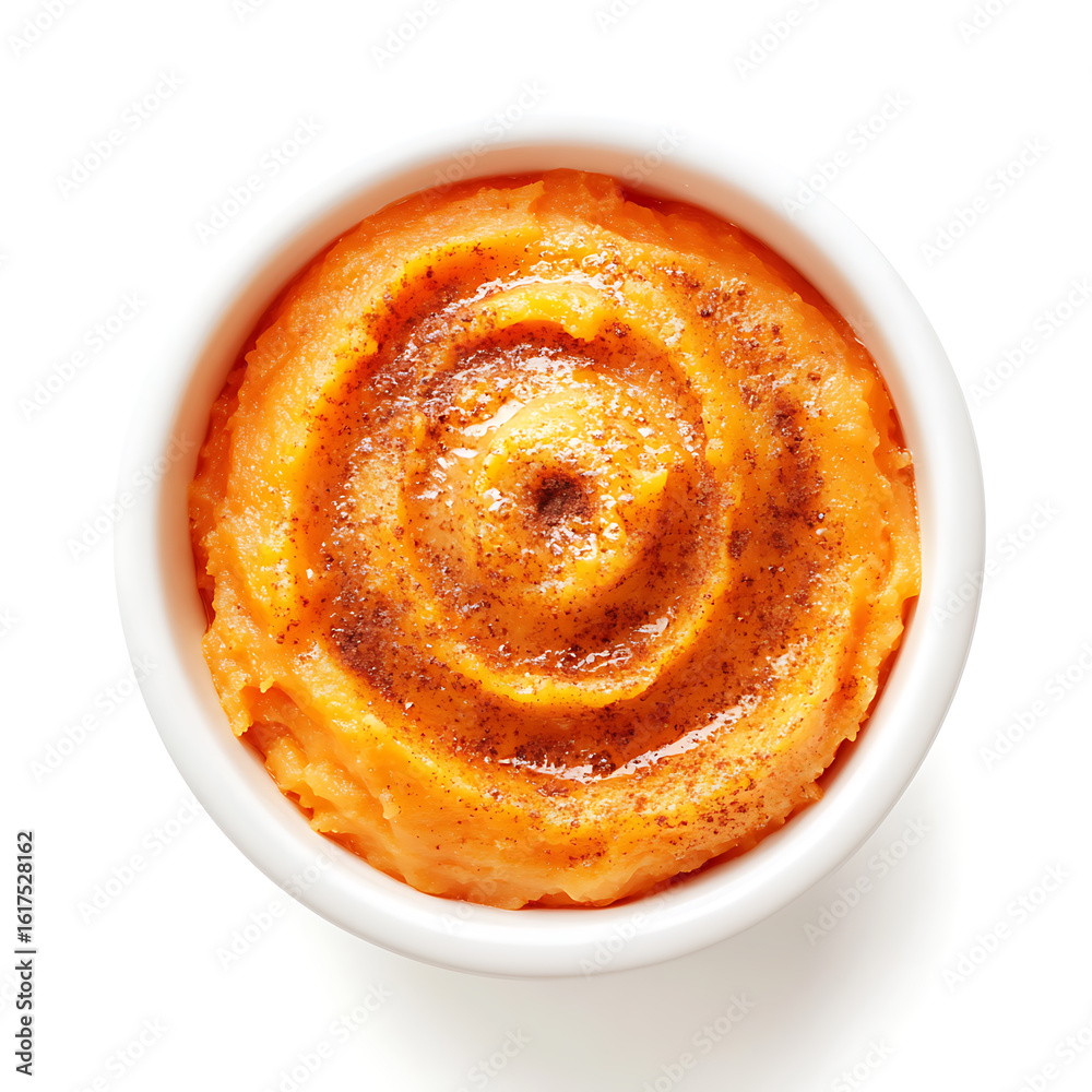 Fototapeta premium Spiced Sweet Potato Puree in a White Bowl