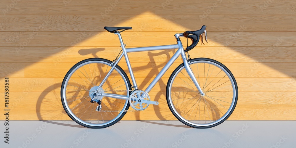 Naklejka premium Freedom in Constraint: Bicycle Shadow on Conference Table representing Boundless Possibilities
