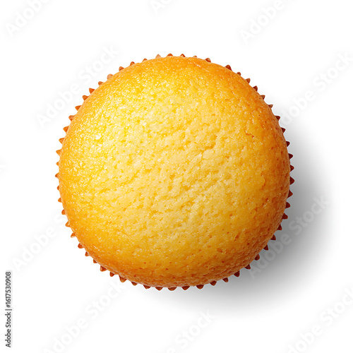 Top View of a Plain Cupcake with Golden Crust