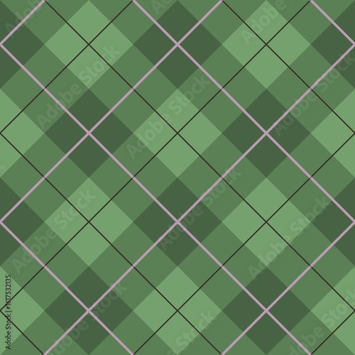 Wallpaper Mural A geometric pattern features overlapping squares in shades of green, outlined by thin black and light purple lines. The design creates a visually pleasing grid with a symmetrical composition. Torontodigital.ca