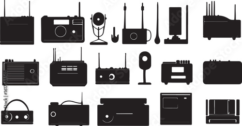 Silhouette Radio Devices: Vintage and Modern Electronics Collection