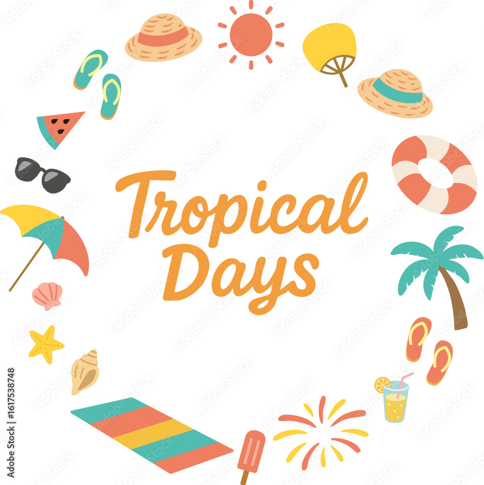 Naklejka premium Summer Circle Frame with Phrase 