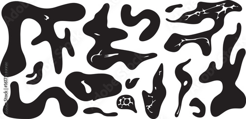 Abstract Black Shapes on White Background: Modern Graphic Design