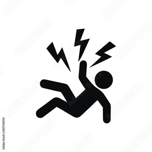 A Stark Warning Pictogram Graphic Representing Danger High Voltage Hazard and Risk of Electrical Shock Leading to Bodily Harm