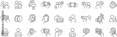 Photography and Camera Equipment Icons – Camera, Tripod, Lens, Capture, Selfie, Studio, Zoom, Snap, Gear, Click